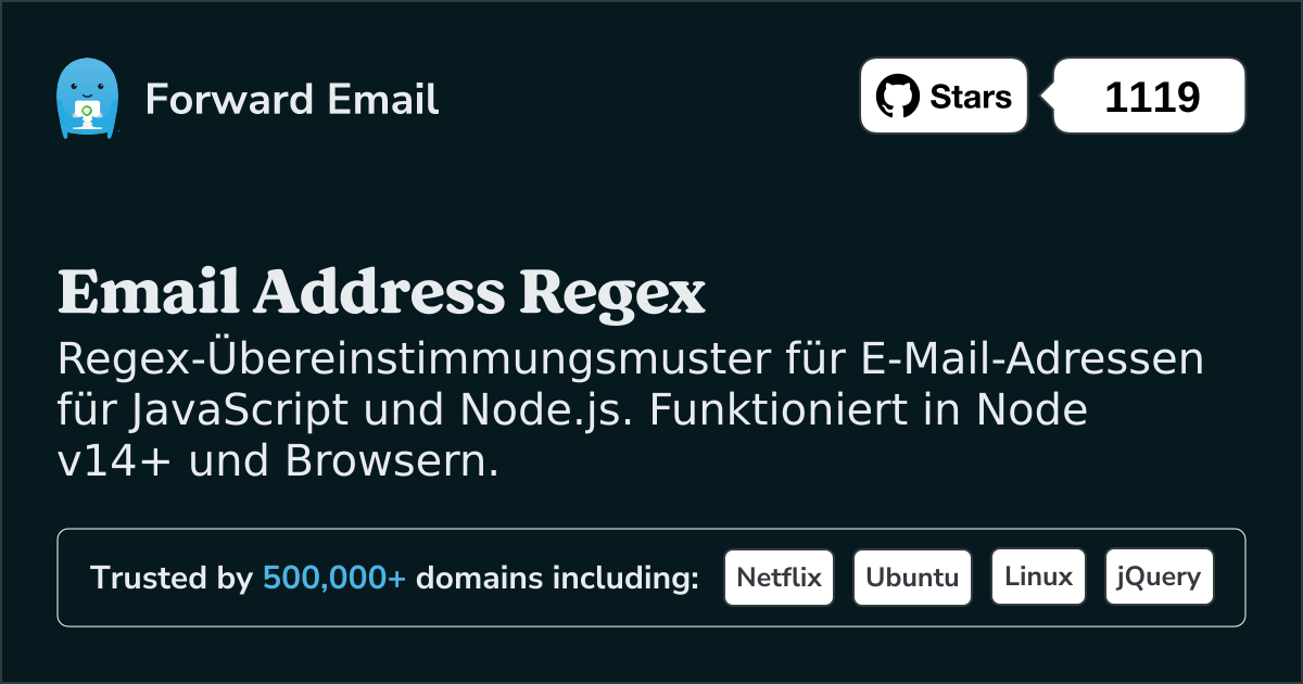 E-Mail mit Regex-JavaScript und Node.js